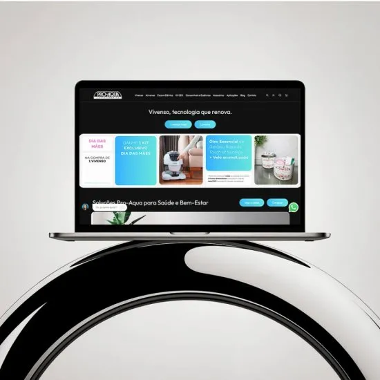 Versão para desktop do site Pro Aqua, layout responsivo criado pela Agência Kanka