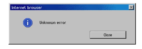 Uma janela de navegador antiga com mensagem de erro.